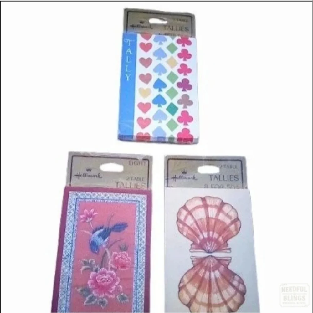 Vintage Hallmark Bridge Tally Cards Set Sealed Mid Century Floral Shell Designs